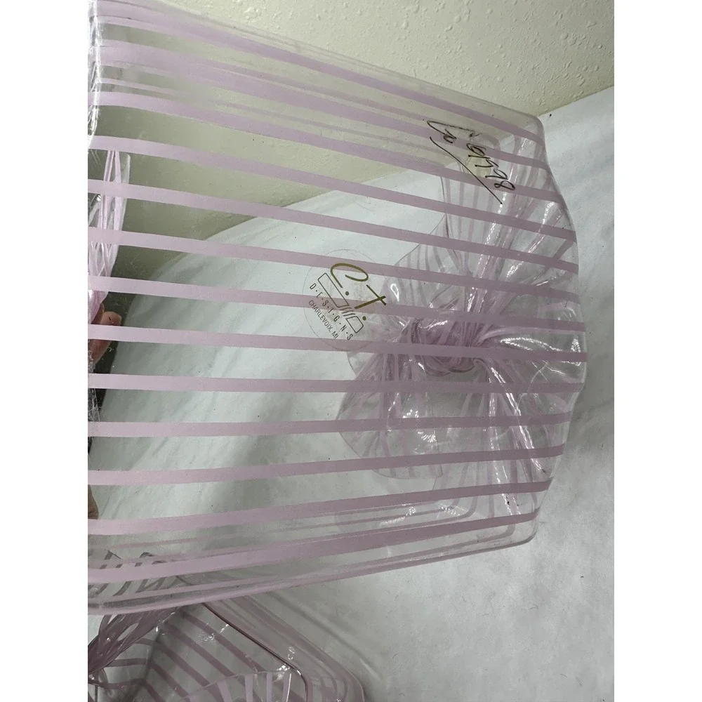 CT Designs Retro Charlevoix MI Lucite Acrylic Freeform Pink‎ Stripes Basket Set